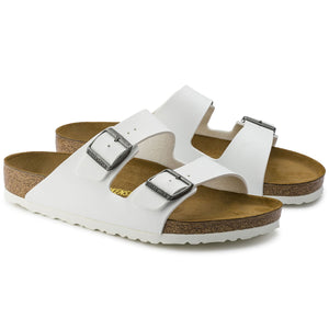 Arizona Adult Birko Flor Sandal - White with Pewter Buckles