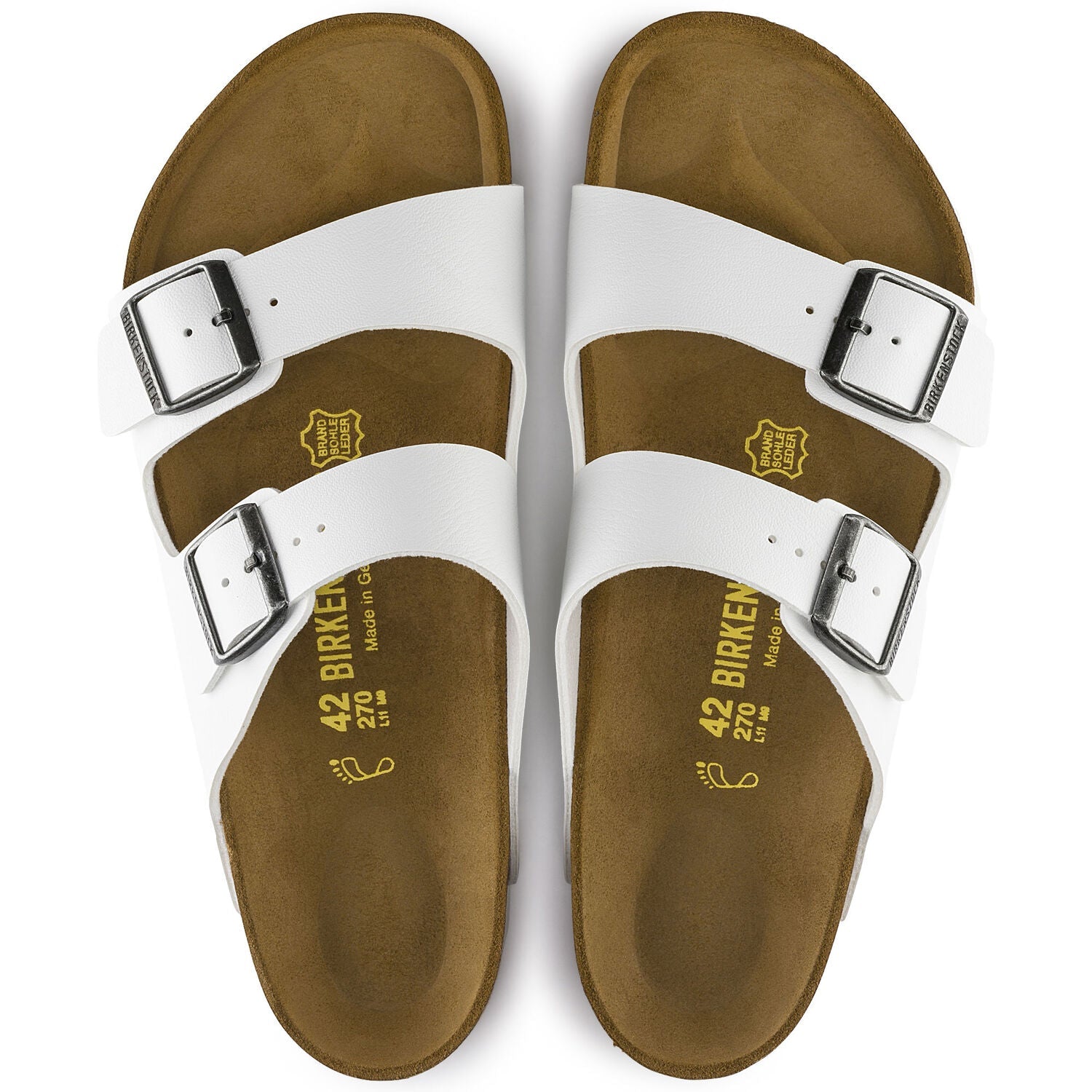 Arizona Adult Birko Flor Sandal - White with Pewter Buckles