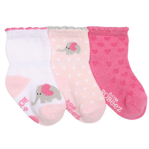 Little Peanut Baby Socks 3pk - Pink Elephants