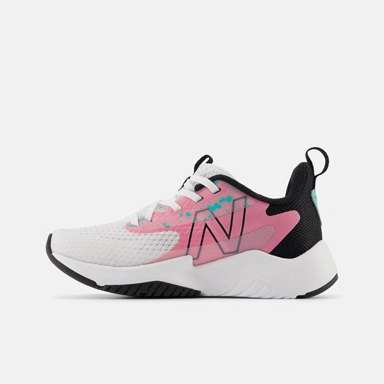 Rave Run v2 Kid's Athletic Trainer - White with Real Pink and Black