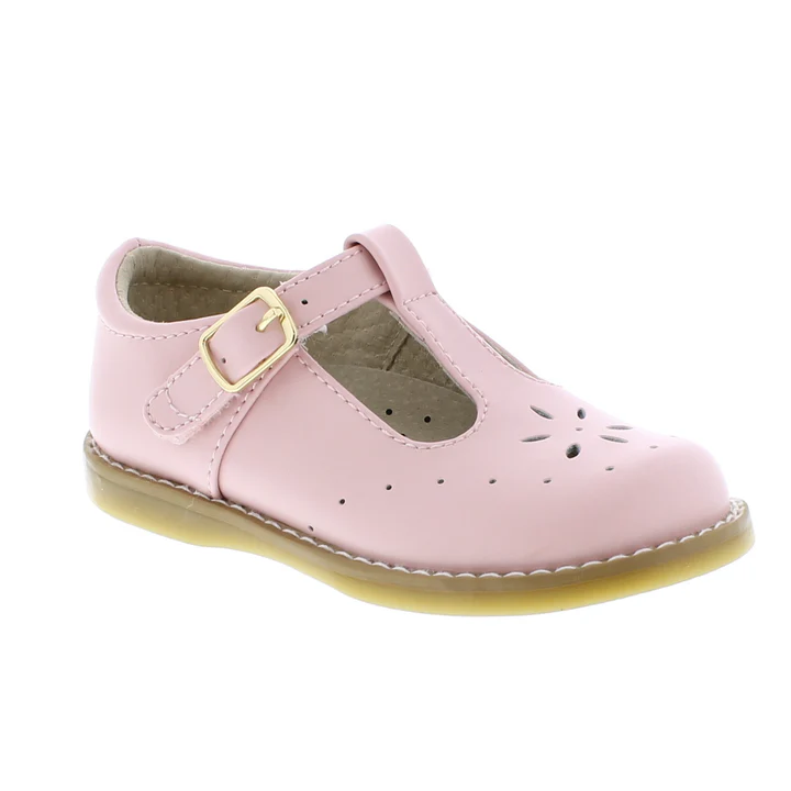 Sherry Kid's T-strap Dress Shoe - Pink Leather