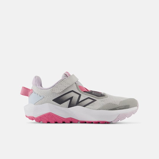 DynaSoft Nitrel v6 Bungee with Top Strap Trail Shoe - Grey Matter with Real Pink and Quarry Blue