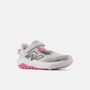 DynaSoft Nitrel v6 Bungee with Top Strap Trail Shoe - Grey Matter with Real Pink and Quarry Blue