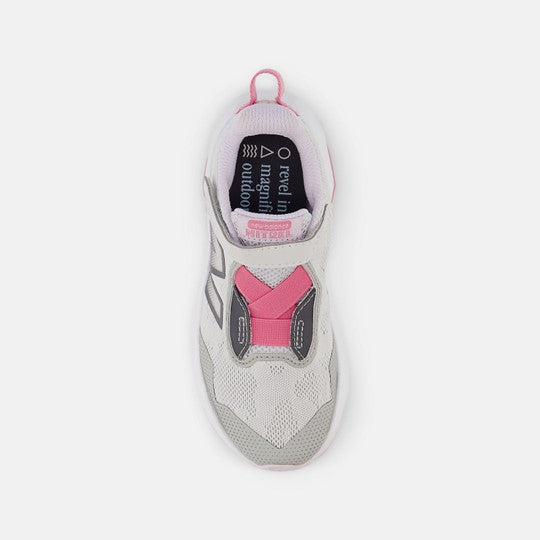 DynaSoft Nitrel v6 Bungee with Top Strap Trail Shoe - Grey Matter with Real Pink and Quarry Blue