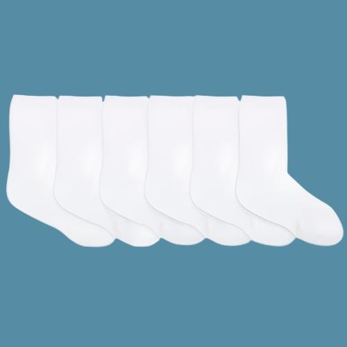 6pk Crew Kid's Athletic Socks - White