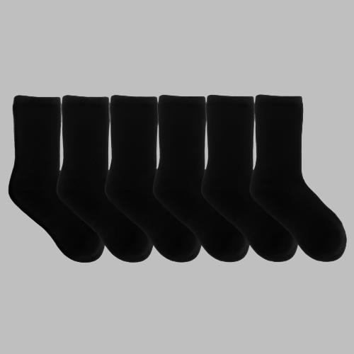 6pk Crew Kid's Athletic Socks - Black