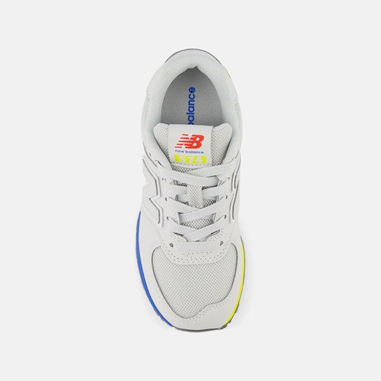 574 Kid's Athletic Sneaker - Grey Matter with Lemon Zest