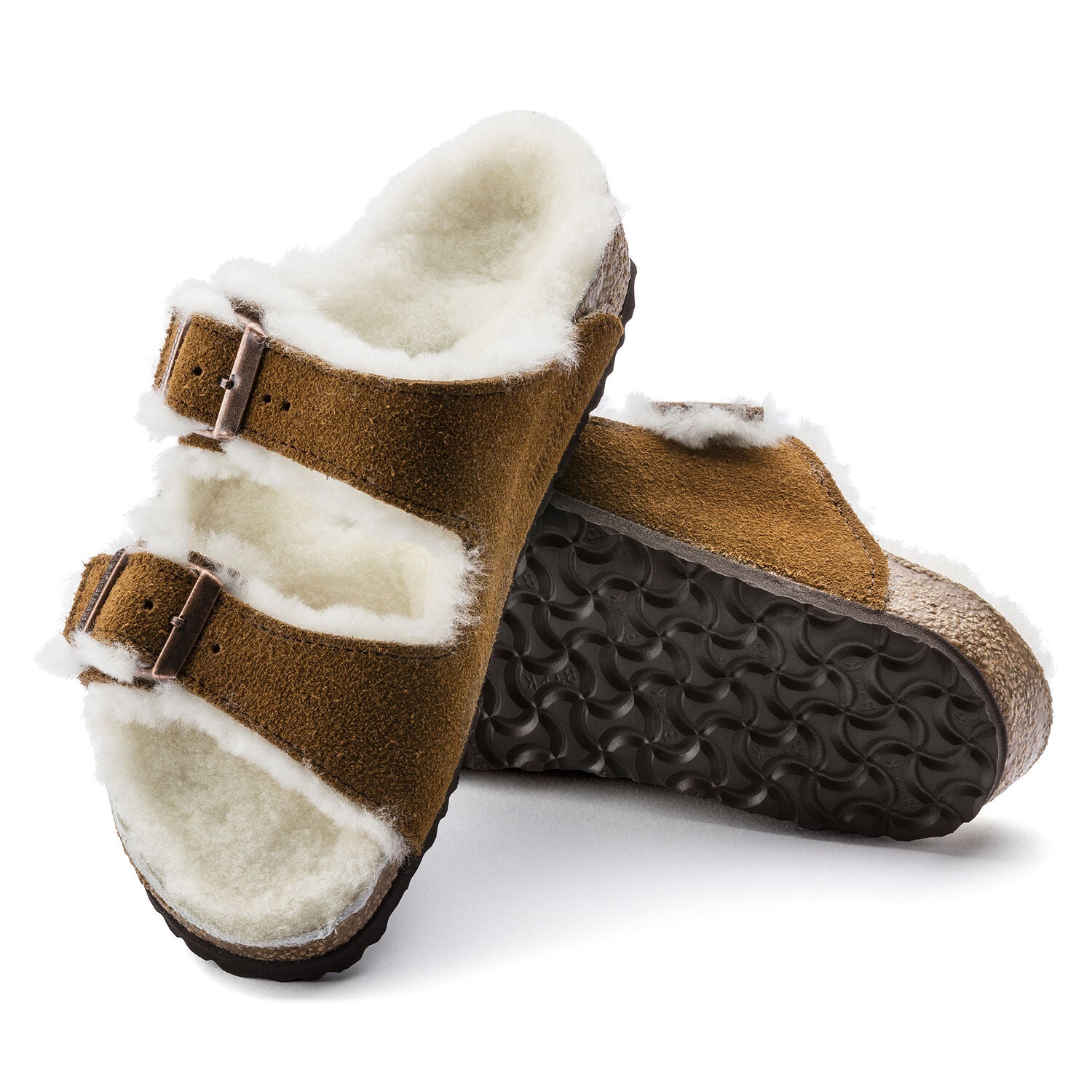 Birkenstock Arizona Shearling Suede Leather Sandals